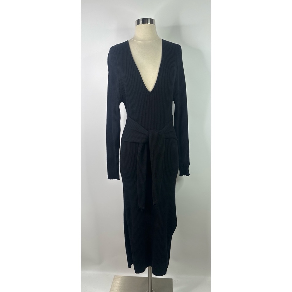 Good American Ribbed sweater Dress with Belt